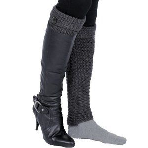 Knit Long Leg Warmers - Gray